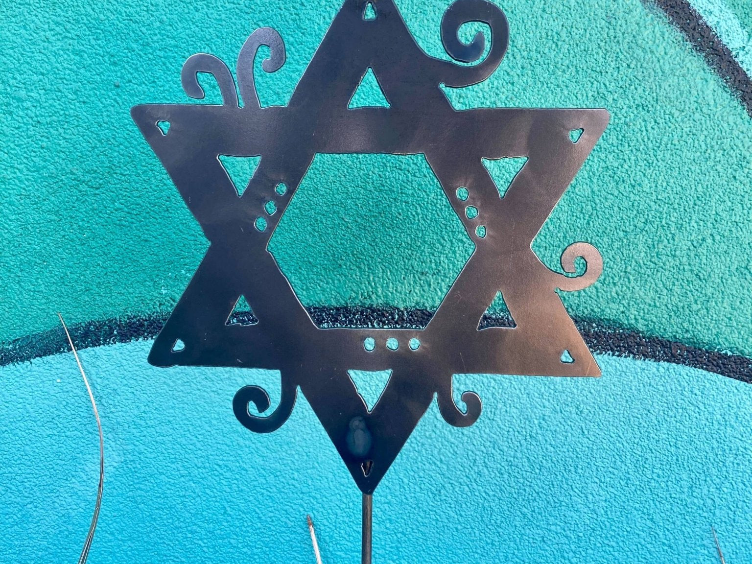 Star of David Garden Pole: 12" / Natural Steel - JEWISHJOY.co