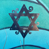 Star of David Garden Pole: 12" / Natural Steel - JEWISHJOY.co