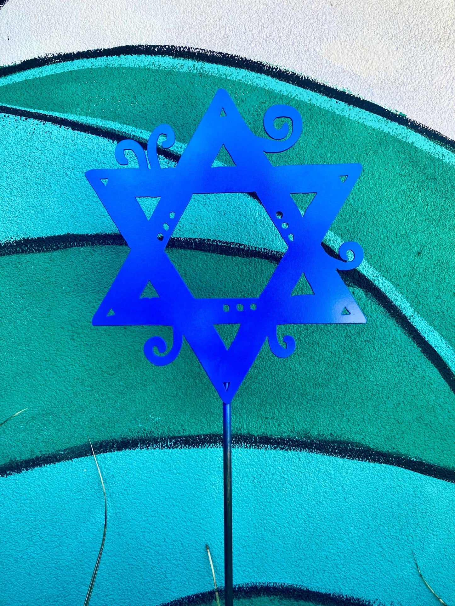 Star of David Garden Pole: 9" / Natural Steel - JEWISHJOY.co