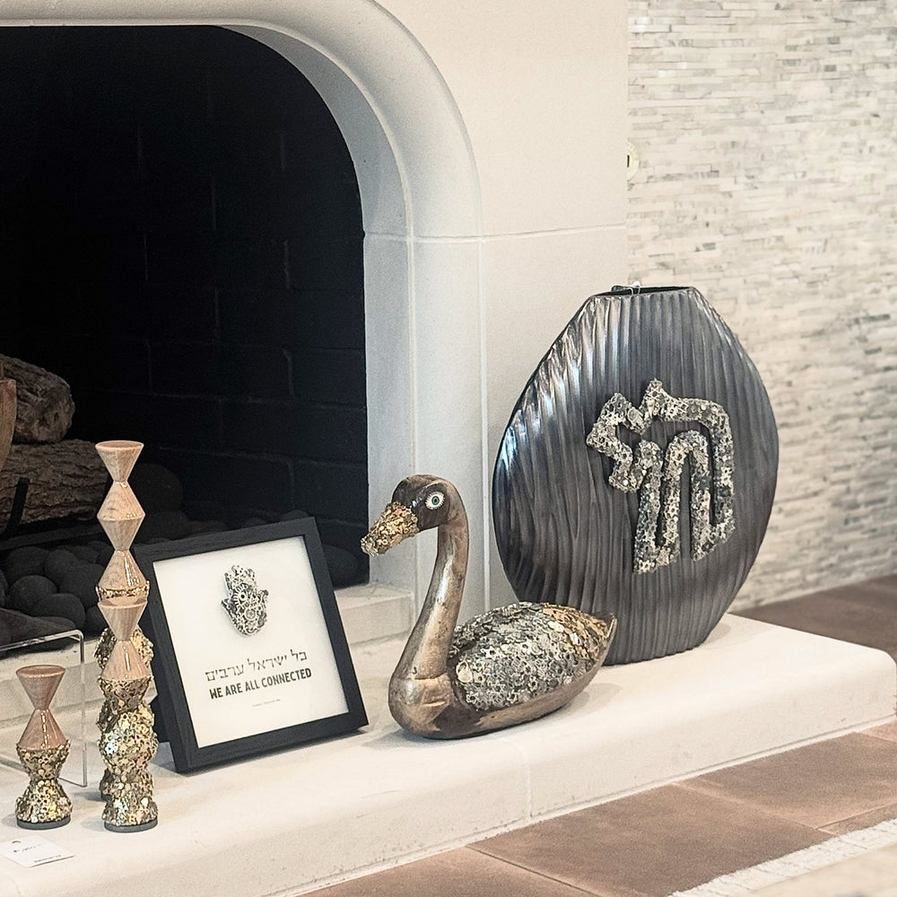 Vase | Silver Wave with Chai - JEWISHJOY.co