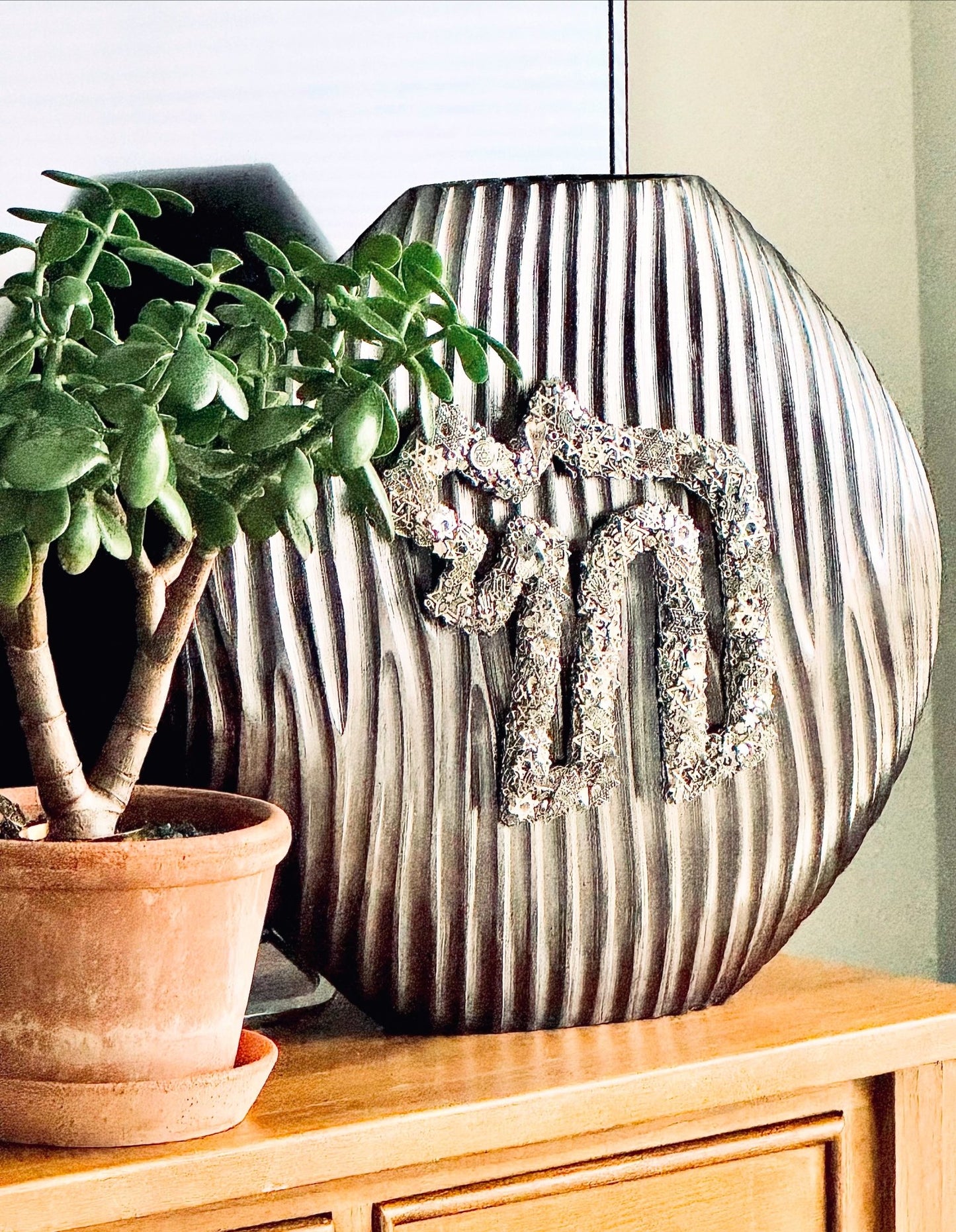 Vase | Silver Wave with Chai - JEWISHJOY.co