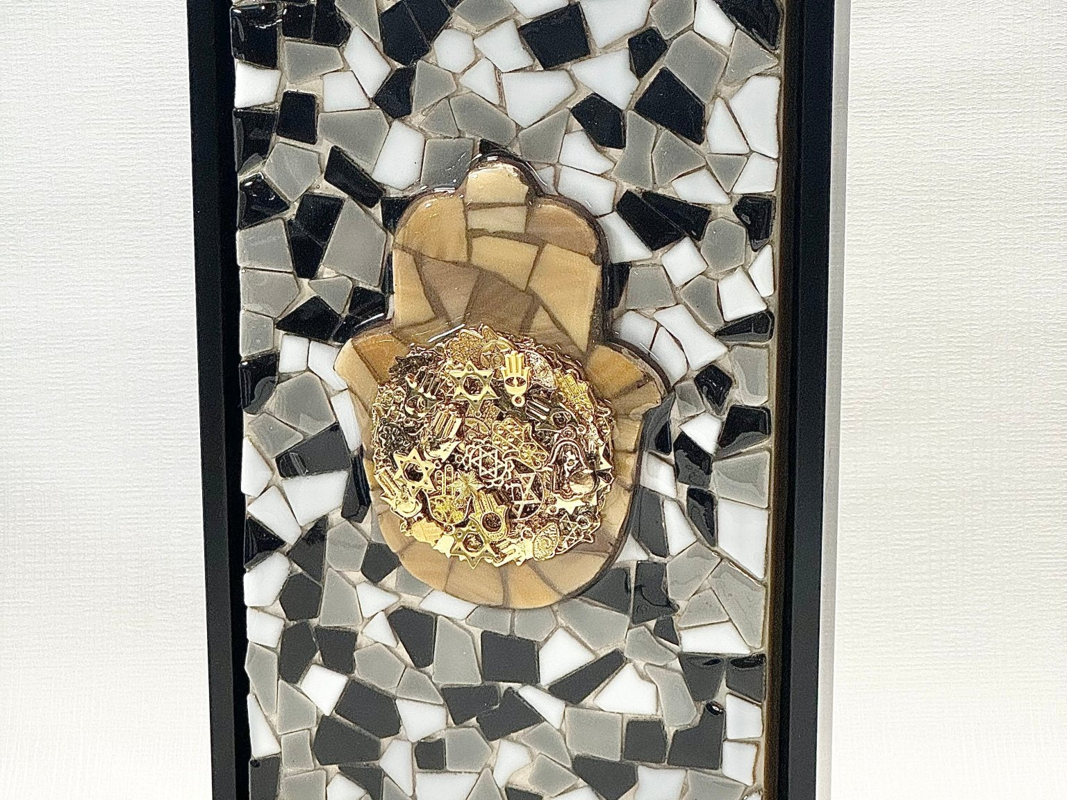 WALL ART | Mosaic Hamsa in Floater Frame - JEWISHJOY.co