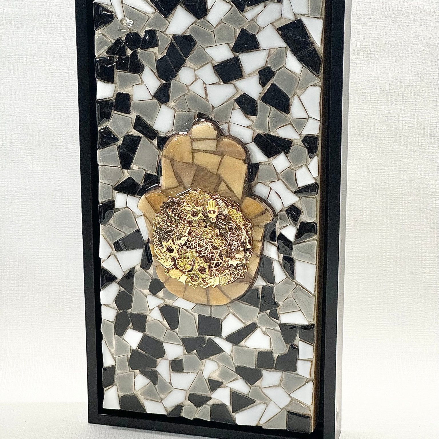 WALL ART | Mosaic Hamsa in Floater Frame - JEWISHJOY.co