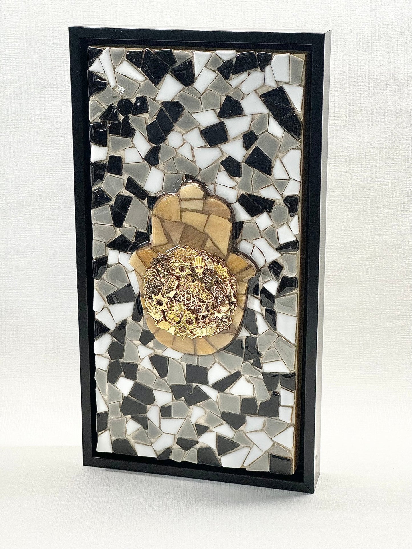 WALL ART | Mosaic Hamsa in Floater Frame - JEWISHJOY.co