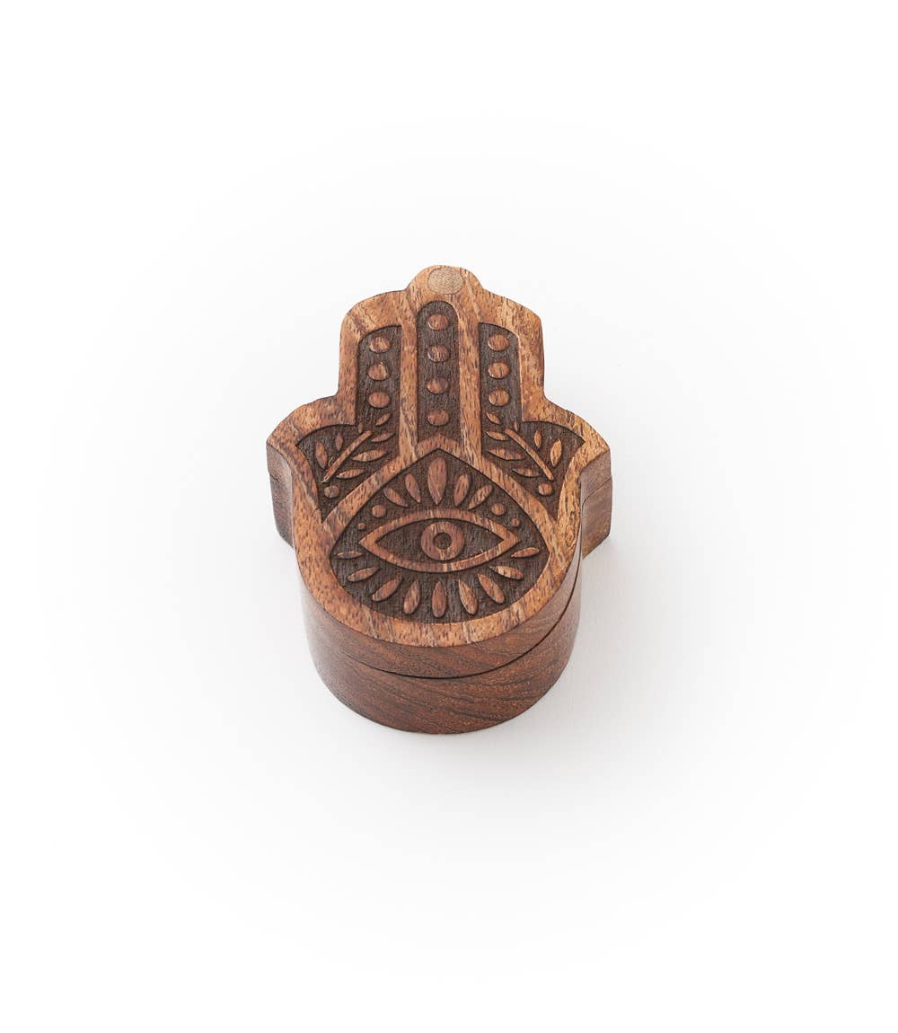 Wood Salt Cellar | Hamsa - JEWISHJOY.co