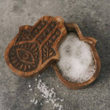 Wood Salt Cellar | Hamsa - JEWISHJOY.co