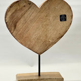 Wooden HAMSA Heart on Stand - JEWISHJOY.co